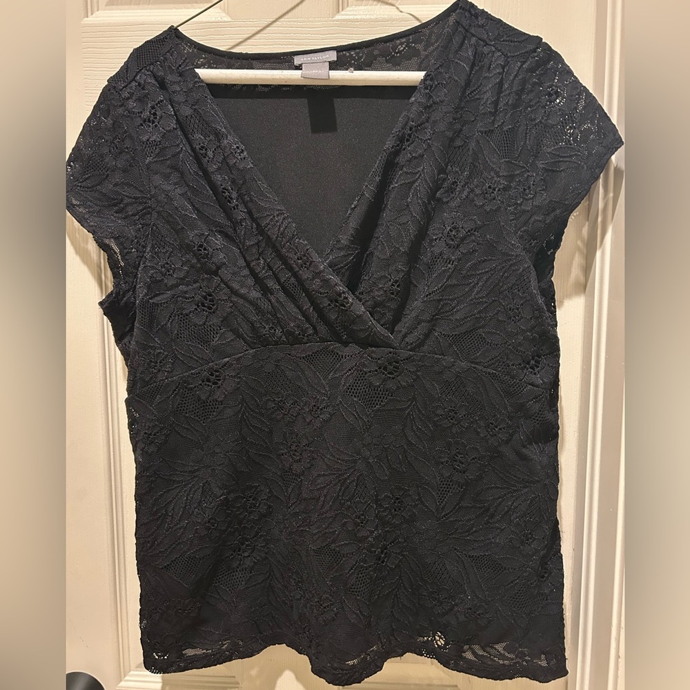 Ann Taylor Black Lace Blouse